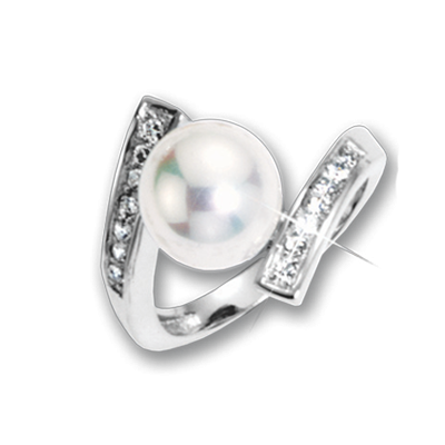 Silberring Damen aus Silber 925 mit Perle und Zirkonia