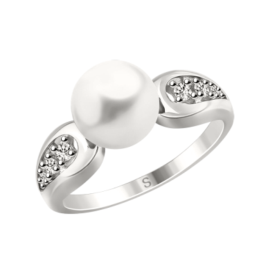 Silberring Damen aus Silber 925 mit Perle und Zirkonia