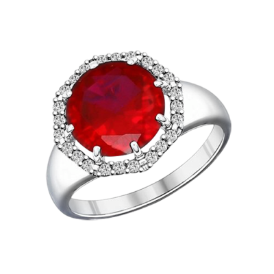 Silberring Damen aus Silber 925 mit Rubin und Zirkonia
