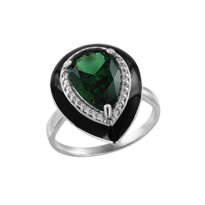 Silberring Damen aus Silber 925 mit Sitall, Zirkonia und Emaille