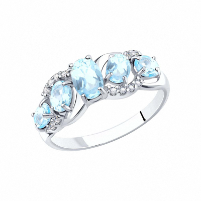Silberring Damen aus Silber 925 mit Topas und Zirkonia