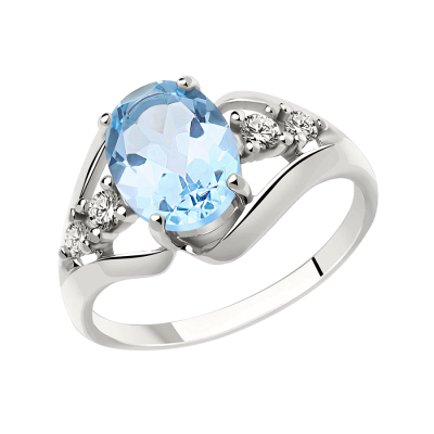 Silberring Damen aus Silber 925 mit Topas und Zirkonia