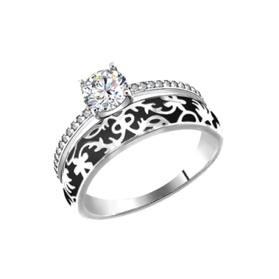 Silberring Damen aus Silber 925 mit Zirkonia und Emaille