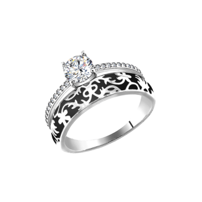 Silberring Damen aus Silber 925 mit Zirkonia und Emaille