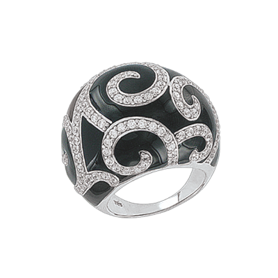 Silberring Damen aus Silber 925 mit Zirkonia und Onyx