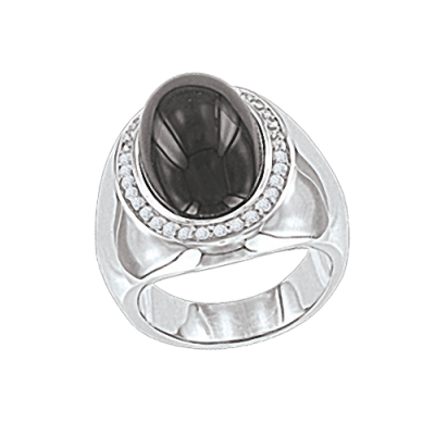 Silberring Damen aus Silber 925 mit Zirkonia und Onyx