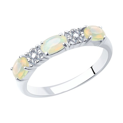Silberring Damen aus Silber 925 mit Zirkonia und Opal