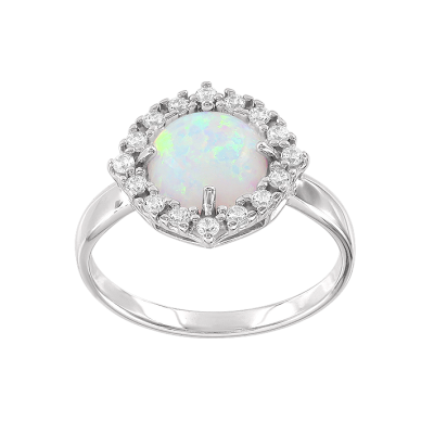 Silberring Damen aus Silber 925 mit Zirkonia und Opal