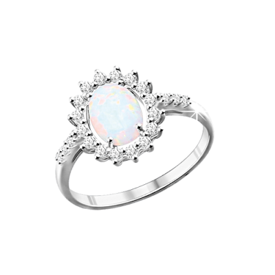 Silberring Damen aus Silber 925 mit Zirkonia und Opal