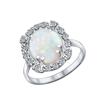 Silberring Damen aus Silber 925 mit Zirkonia und Opal
