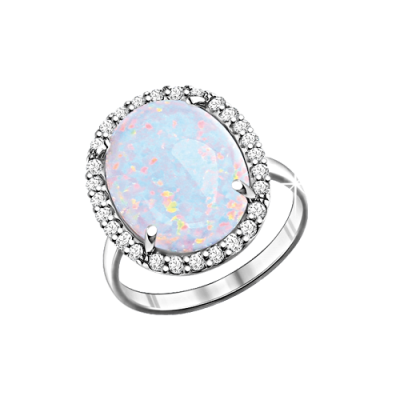 Silberring Damen aus Silber 925 mit Zirkonia und Opal