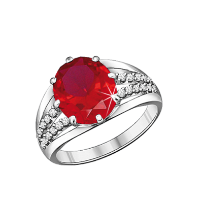 Silberring Damen aus Silber 925 mit Zirkonia und Rubin