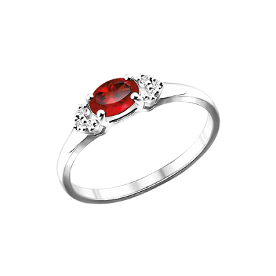 Silberring Damen aus Silber 925 mit Zirkonia und Rubin