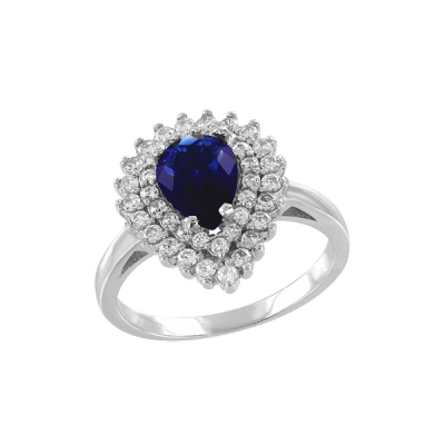 Silberring Damen aus Silber 925 mit Zirkonia und Saphir