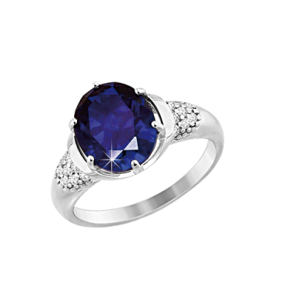 Silberring Damen aus Silber 925 mit Zirkonia und Saphir