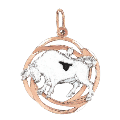 Anhänger Sternzeichen Stier aus Rot/ Weißgold 585