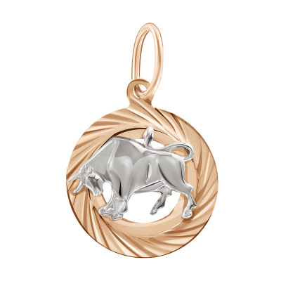 Anhänger Sternzeichen Stier aus Rot/ Weißgold 585