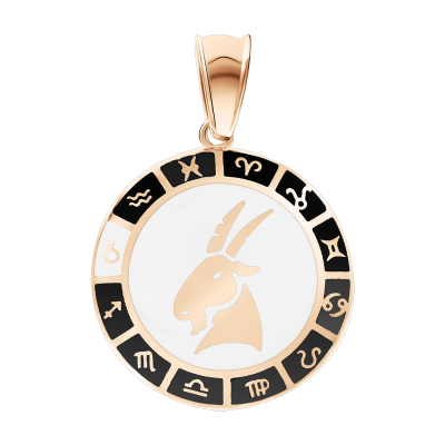 Anhänger Sternzeichen Steinbock aus Rotgold 585 mit Emaille