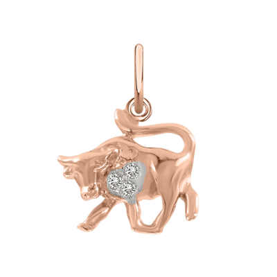 Anhänger Sternzeichen Stier aus Rotgold 585 mit Zirkonia