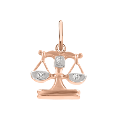 Anhänger Sternzeichen Waage aus Rotgold 585 mit Zirkonia