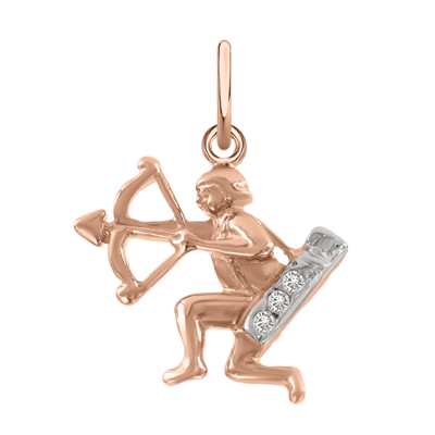 Anhänger Sternzeichen Schütze aus Rotgold 585 mit Zirkonia
