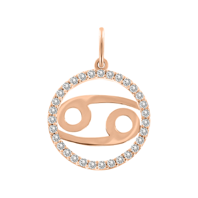 Anhänger Sternzeichen Krebs aus Rotgold 585 mit Zirkonia
