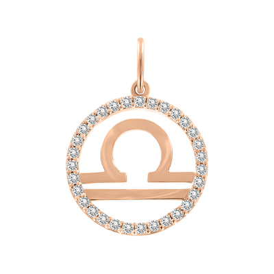 Anhänger Sternzeichen Waage aus Rotgold 585 mit Zirkonia