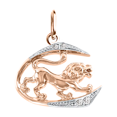 Anhänger Sternzeichen Löwe aus Rotgold 585 mit Zirkonia