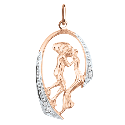 Anhänger Sternzeichen Wassermann aus Rotgold 585 mit Zirkonia