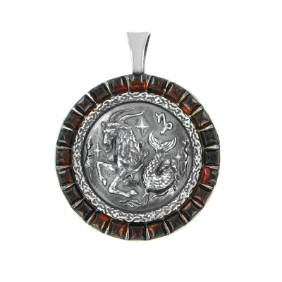 Sternzeichen Anhänger aus Silber 925 mit Bernstein