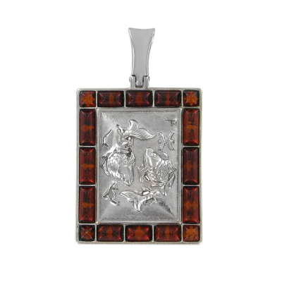 Sternzeichen Anhänger aus Silber 925 mit Bernstein