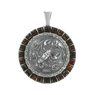Sternzeichen Anhänger aus Silber 925 mit Bernstein