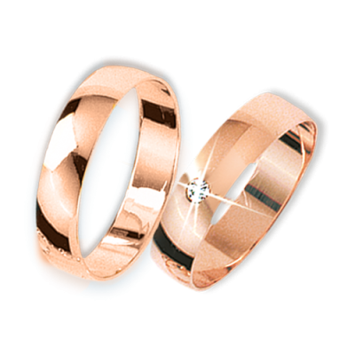 Trauring aus Rotgold 585 mit Brillant