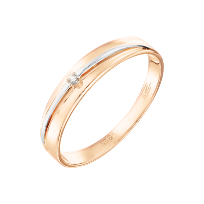 Trauring aus Rotgold 585 mit Brillant