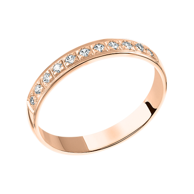 Trauring aus Rotgold 585 mit Zirkonia