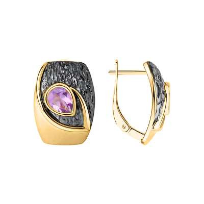 Vergoldete Ohrringe aus Silber 925 mit Amethyst