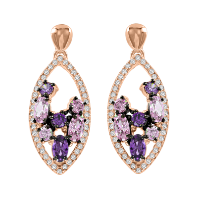 Vergoldete Ohrringe aus Silber 925 mit Amethyst und Zirkonia