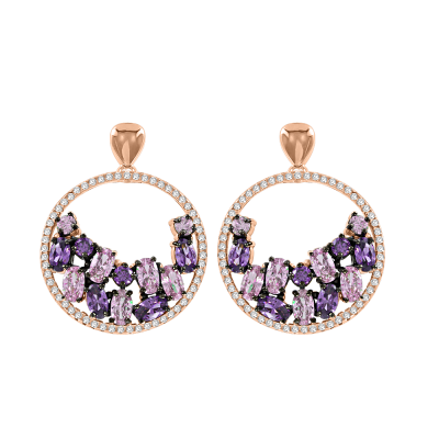 Vergoldete Ohrringe aus Silber 925 mit Amethyst und Zirkonia