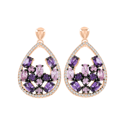 Vergoldete Ohrringe aus Silber 925 mit Amethyst und Zirkonia