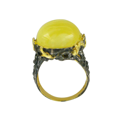 Vergoldeter Ring aus Silber 925 mit Bernstein