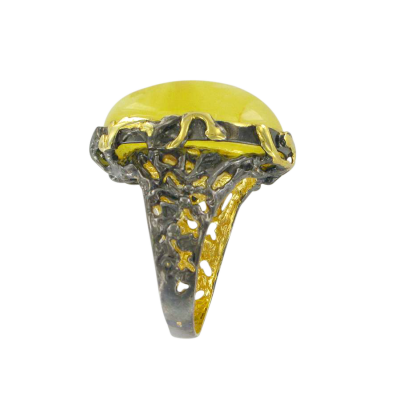 Vergoldeter Ring aus Silber 925 mit Bernstein