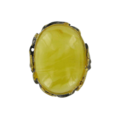 Vergoldeter Ring aus Silber 925 mit Bernstein