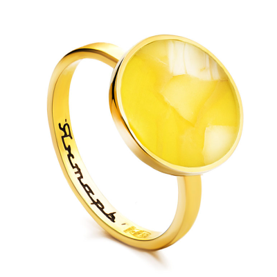 Vergoldeter Ring aus Silber 925 mit Bernstein