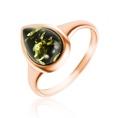 Vergoldeter Ring aus Silber 925 mit Bernstein