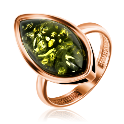 Vergoldeter Ring aus Silber 925 mit Bernstein