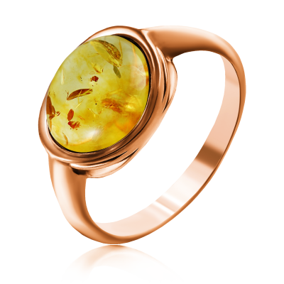 Vergoldeter Ring aus Silber 925 mit Bernstein