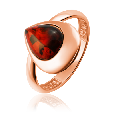 Vergoldeter Ring aus Silber 925 mit Bernstein
