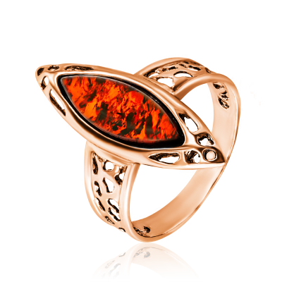 Vergoldeter Ring aus Silber 925 mit Bernstein