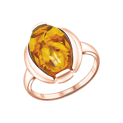 Vergoldeter Ring aus Silber 925 mit Bernstein