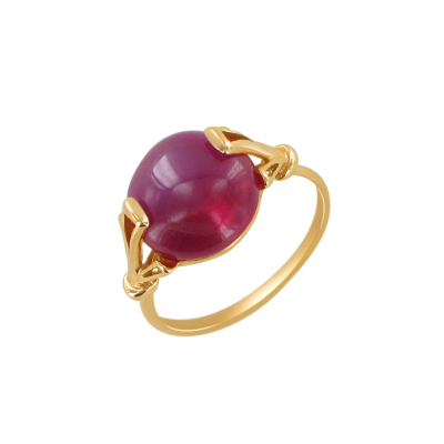 Vergoldeter Ring aus Silber 925 mit Bernstein und Rubin